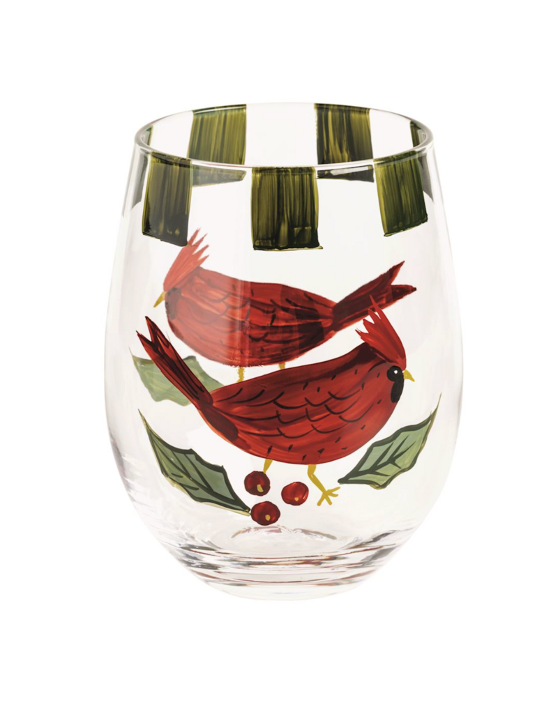 MUD PIE CARDINAL WINE GLASS