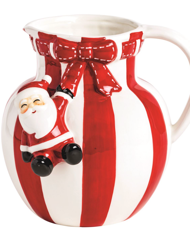 MUD PIE SANTA BOW STRIPE PITCHER