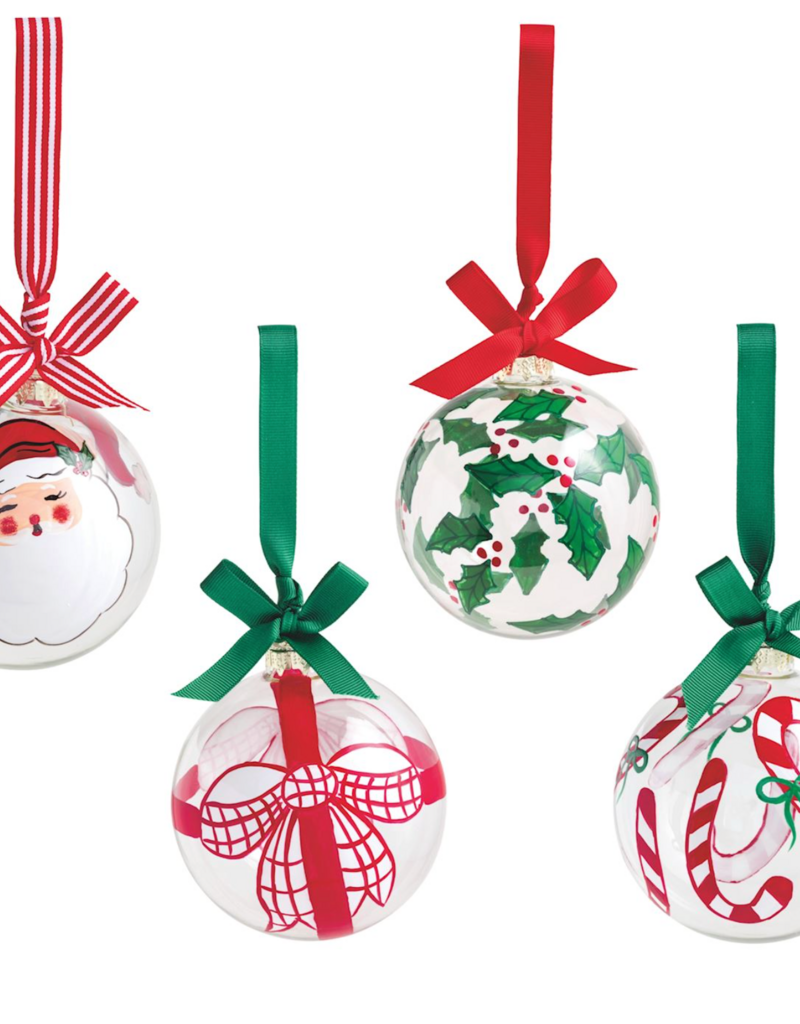 MUD PIE CHRISTMAS GLASS BALL ORNAMENTS