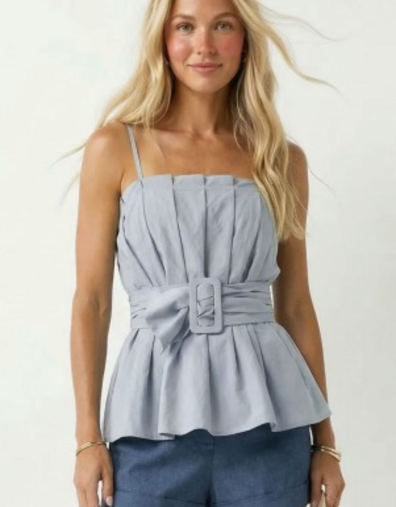NAKED ZEBRA BUCKLE PLEATED SLEEVELESS TOP