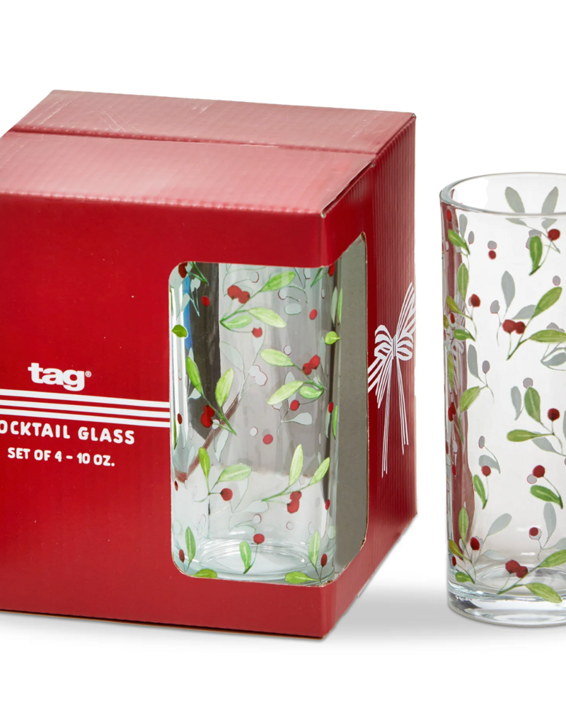TAG WINTER BERRIES DRINK GLASSES, SET OF 4