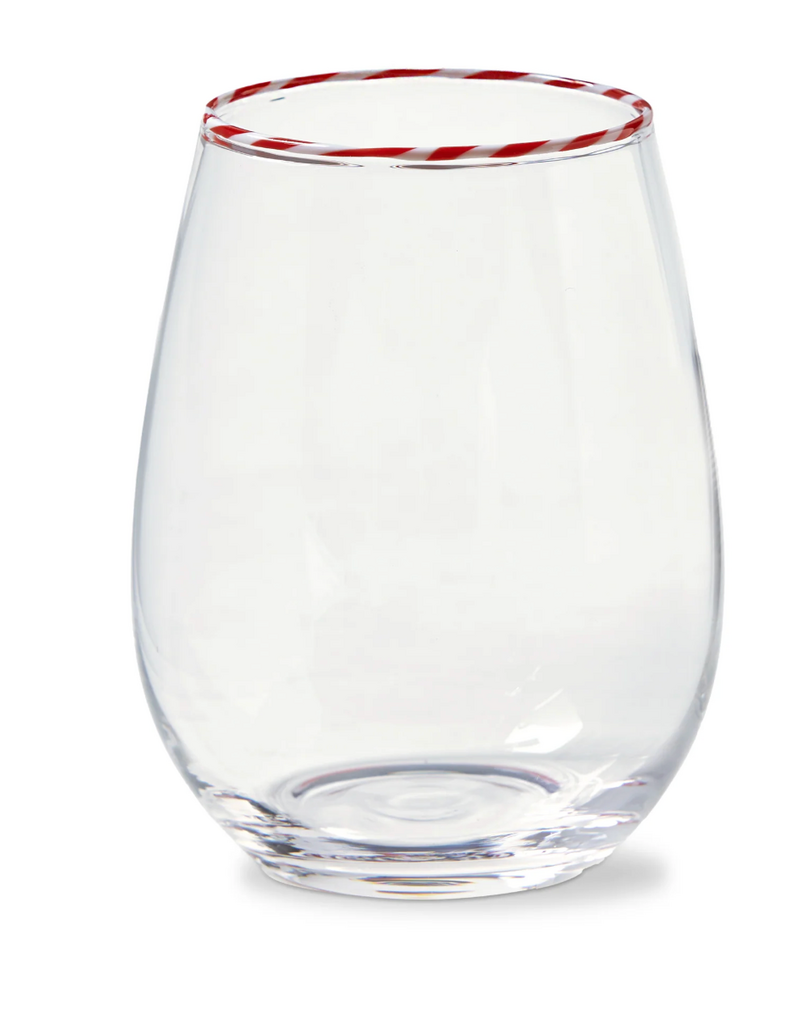 TAG PEPPERMINT STRIPE STEMLESS WINE GLASS