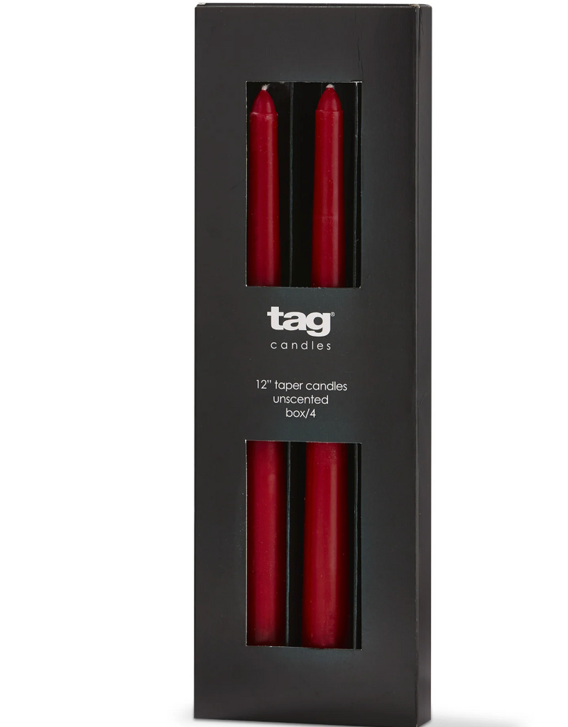 TAG COLOR STUDIO 12" TAPER CANDLES-RED, SET OF 4