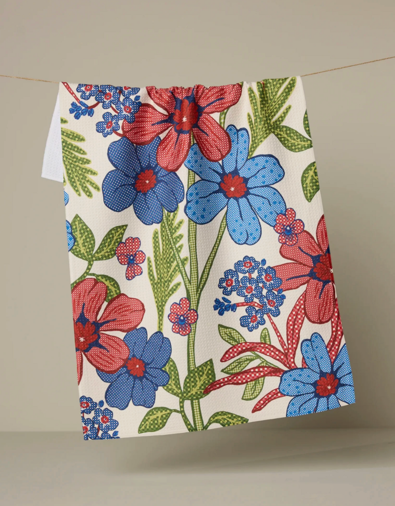 GEOMETRY PLAID FLORAL TEA TOWEL