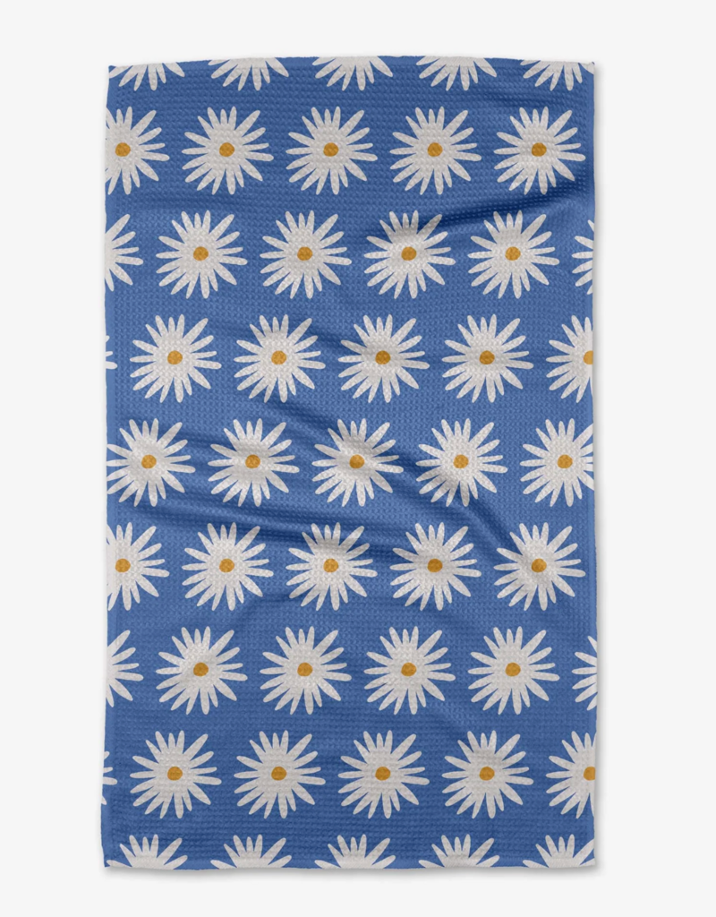 GEOMETRY BLUE DAISIES TEA TOWEL