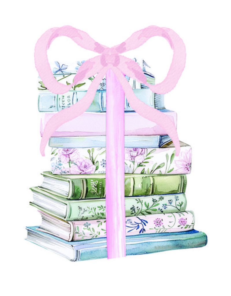 GET SASSYS BOOKSTACK WITH BOW TEA TOWEL