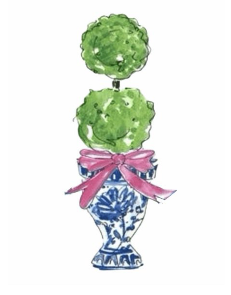 GET SASSYS DOUBLE CHINOISERIE BALL TOPIARY TEA TOWEL