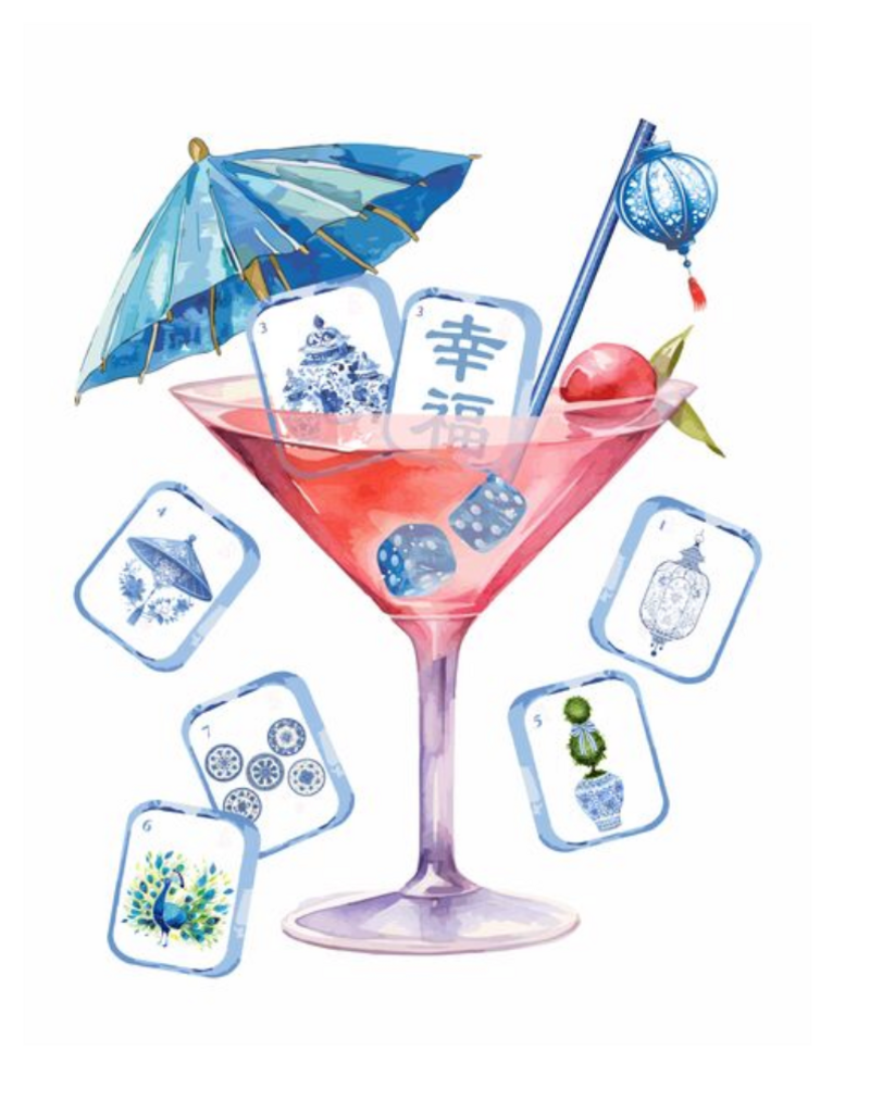 GET SASSYS MAHJ COCKTAIL TEA TOWEL
