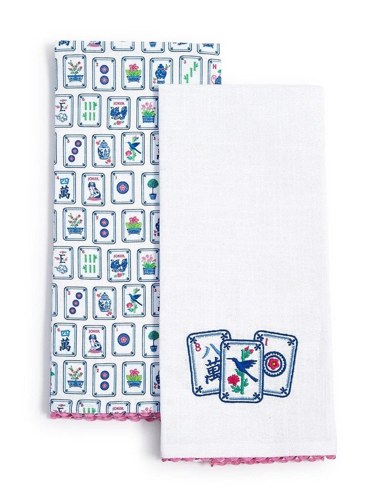 TWO'S COMPANY SET/2 MAHJONG DISH TOWELS