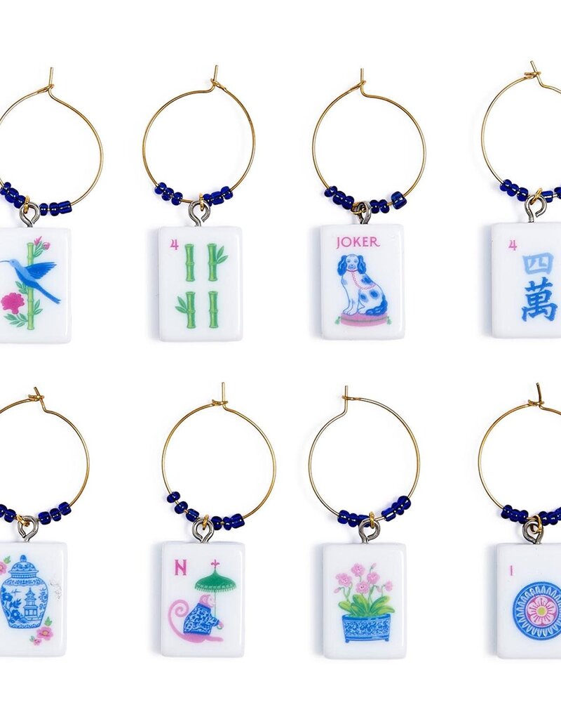 TWO'S COMPANY SET/6 MAHJONG WINE CHARMS