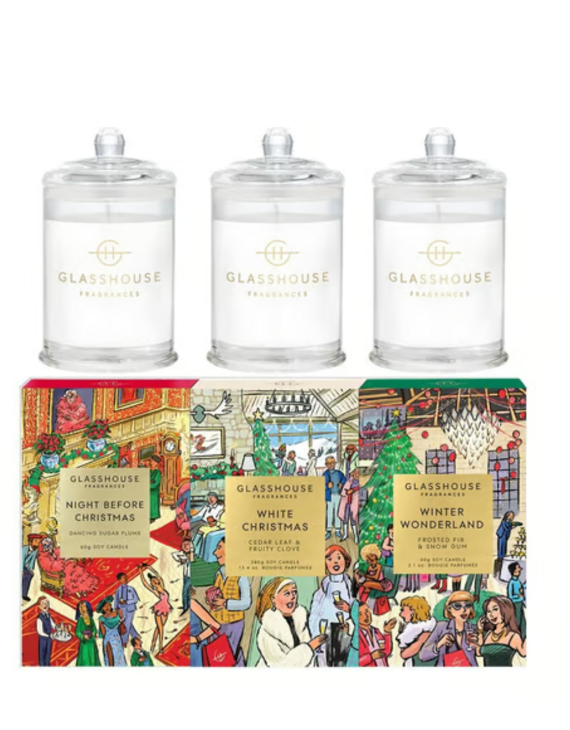 GLASSHOUSE FRAGRANCES CANDLE TRIO-NIGHT BEFORE CHRISTMAS