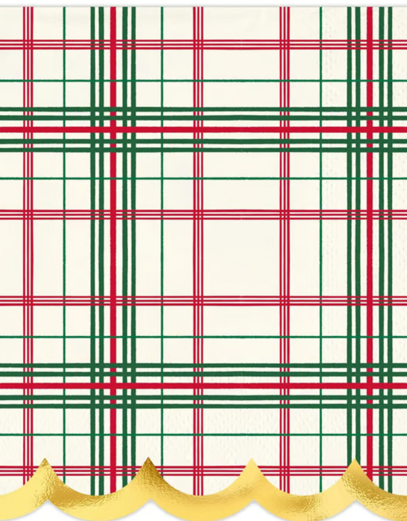 SANTA BARBARA COCKTAIL NAPKINS-IVORY PLAID