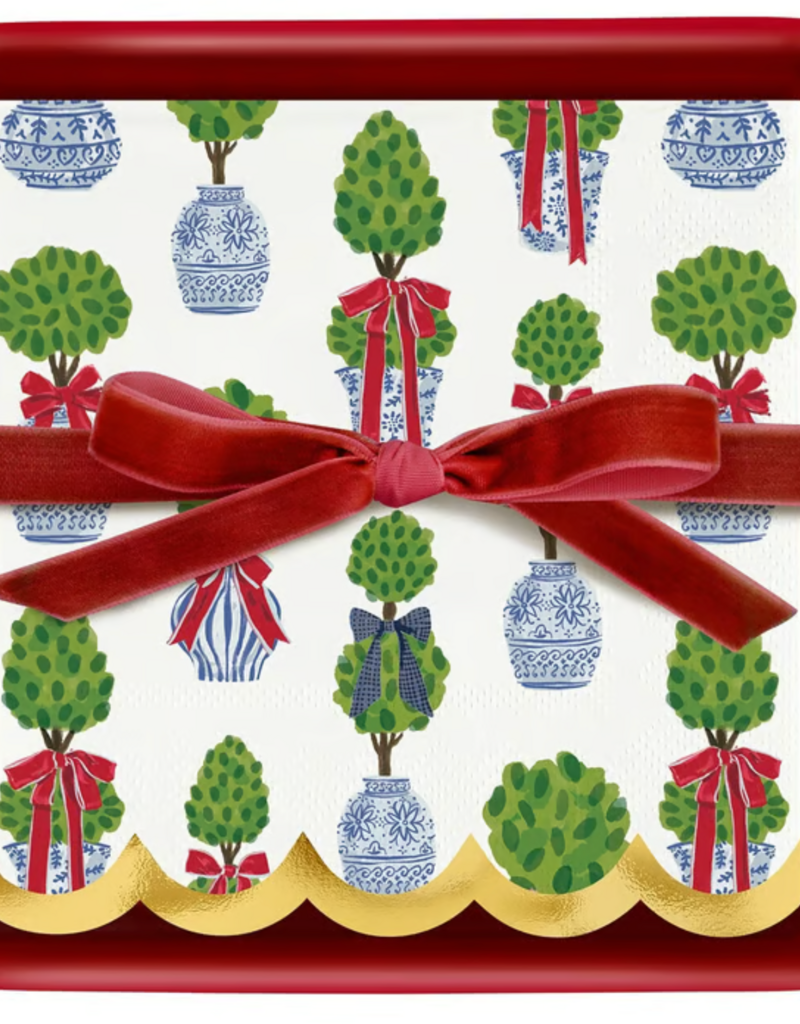SANTA BARBARA COCKTAIL NAPKIN TRAY SET-TOPIARIES
