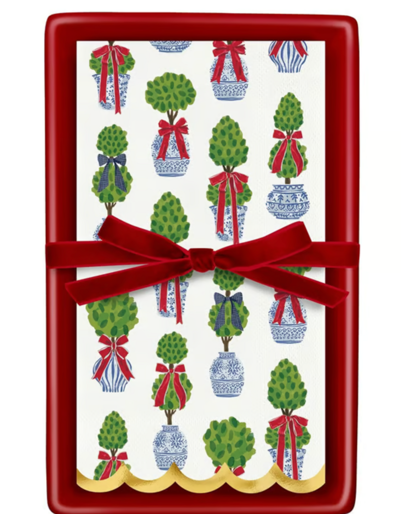 SANTA BARBARA GUEST NAPKIN TRAY SET-TOPIARIES