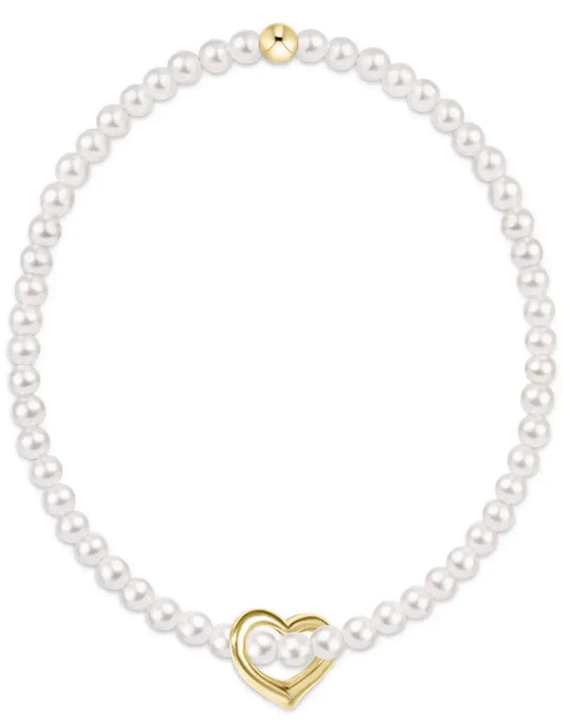 ENEWTON CLASSIC PEARL 3MM BRACELET-LOVE GOLD CHARM