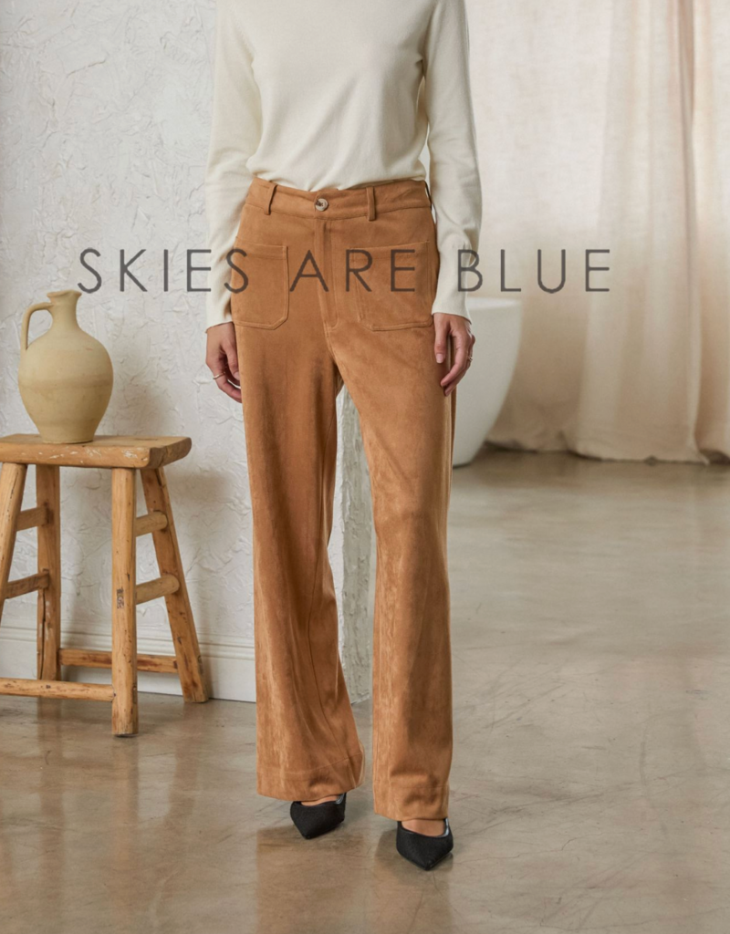 SKIES ARE BLUE FAWNA SUEDED PANTS-CAMEL
