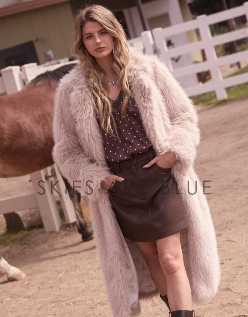 SKIES ARE BLUE MAVIS FUR COAT-TAUPE