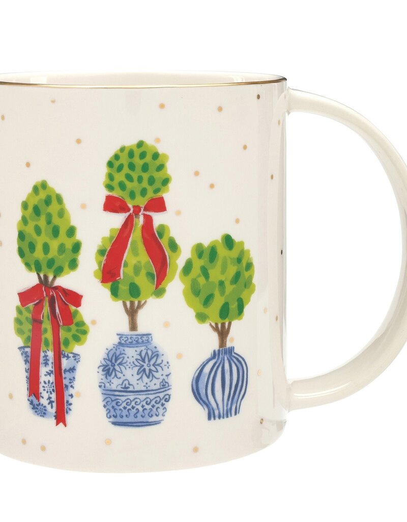 SANTA BARBARA WIDE HANDLE MUG-HOLIDAY TOPIARIES