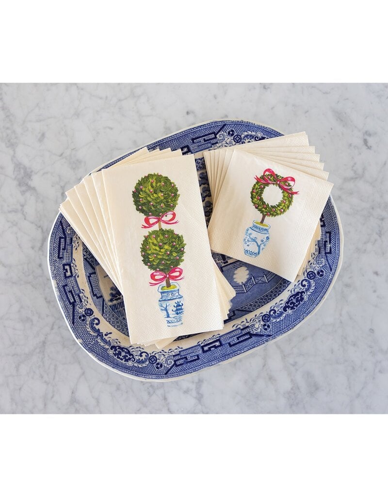 HESTER & COOK HOLIDAY TOPIARY GUEST NAPKINS