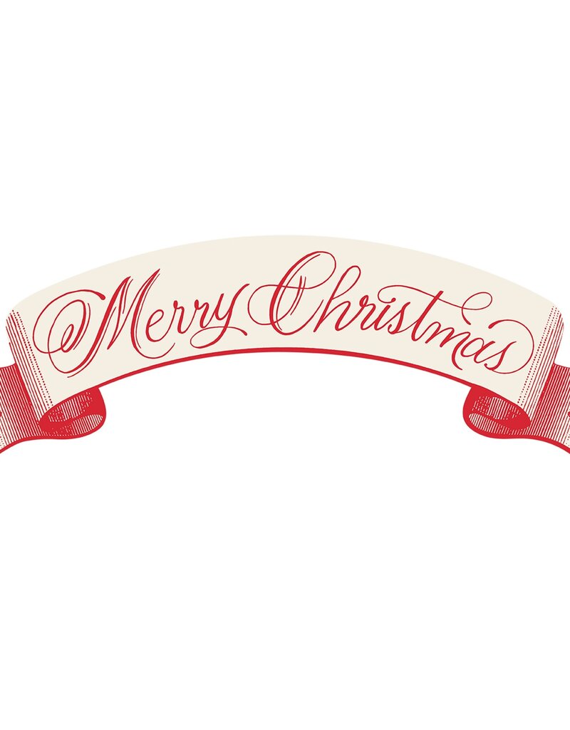 HESTER & COOK RED MERRY CHRISTMAS BANNER TABLE ACCENT
