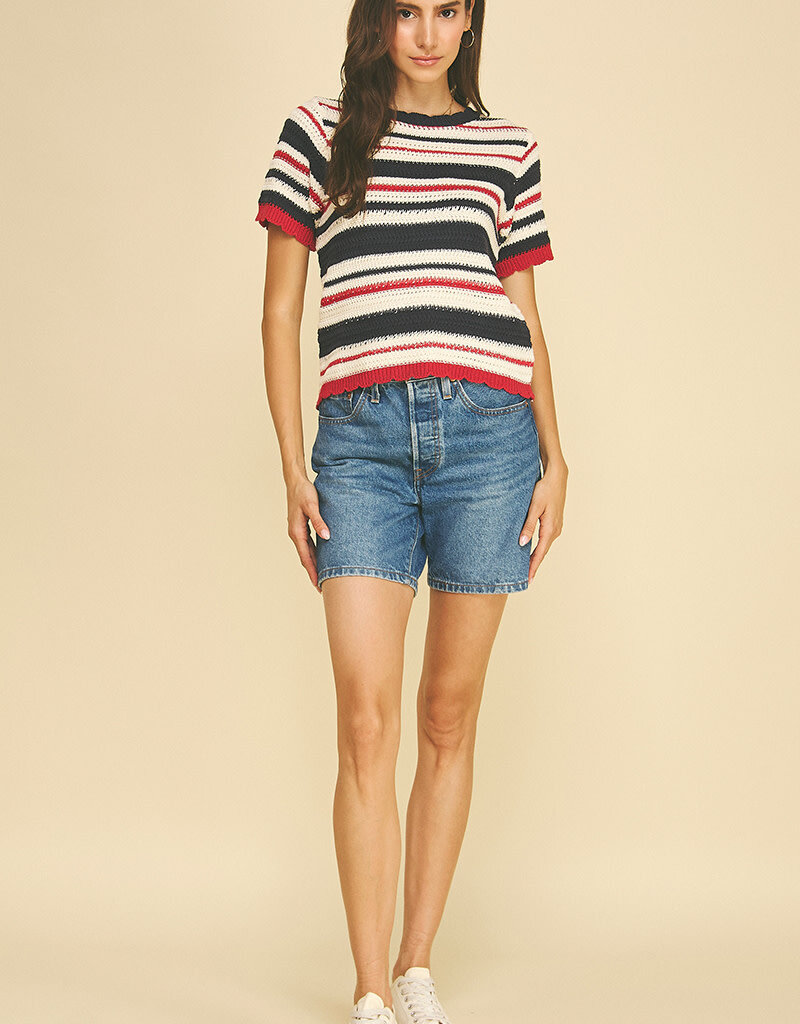 PINCH PATRIOT STRIPE SHORT SLEEVE KNIT TOP