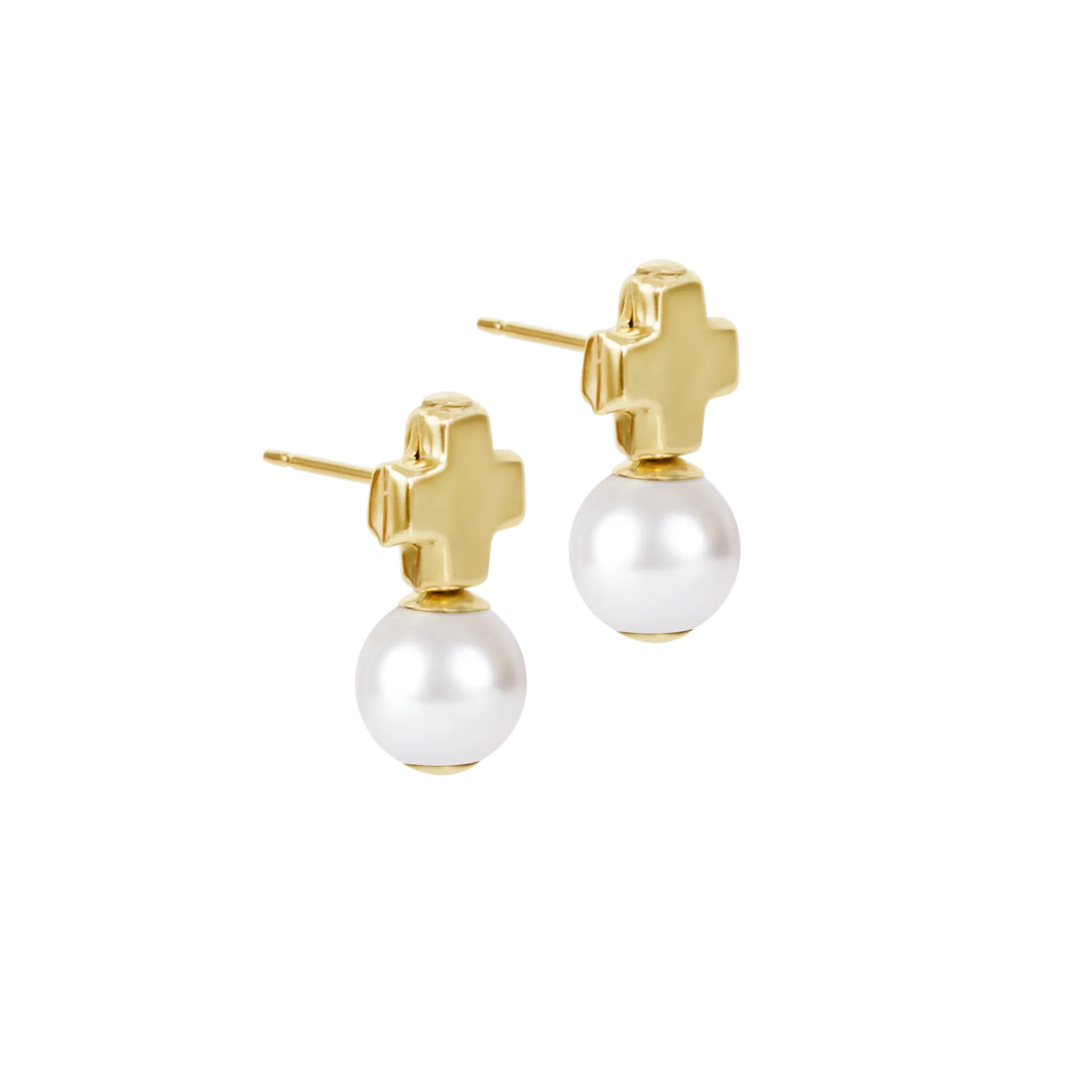 ENEWTON SIGNATURE CROSS SMALL GOLD STUD-CLASSIC PEARL