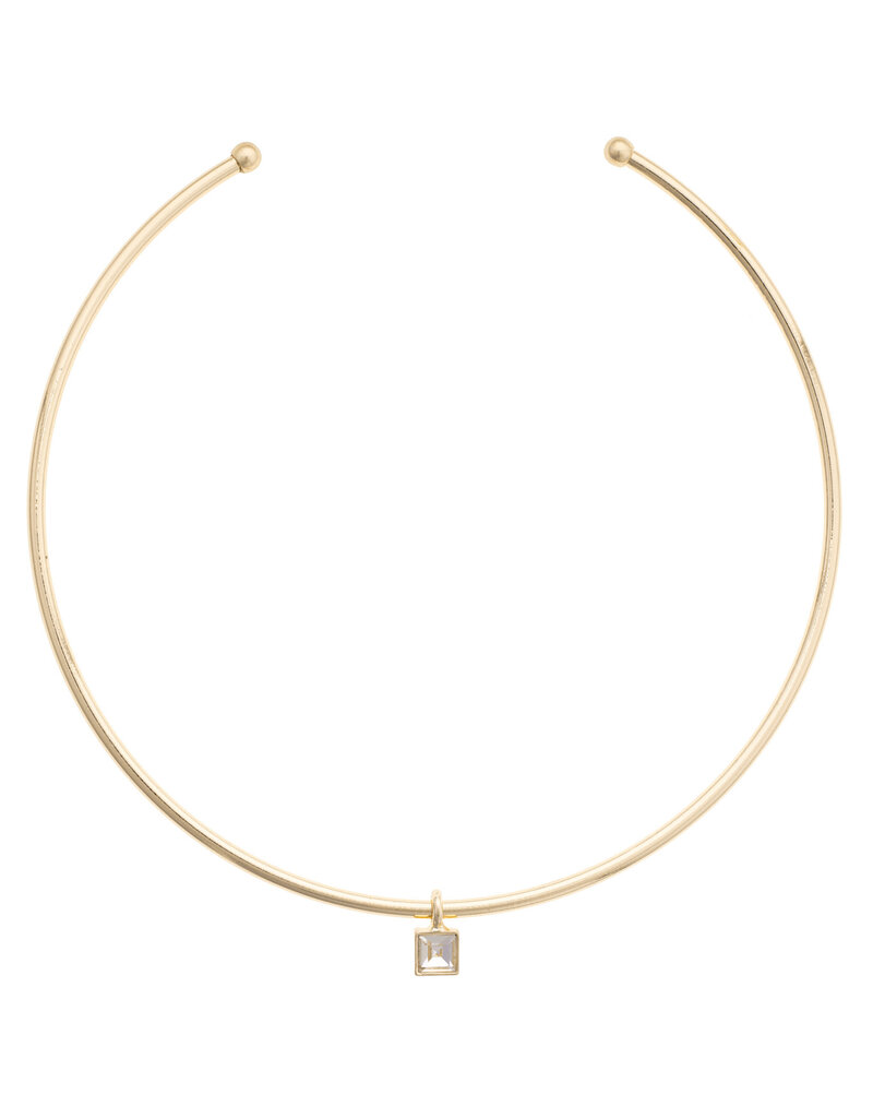 CANVAS BEZEL PENDANT SKINNY COLLAR NECKLACE
