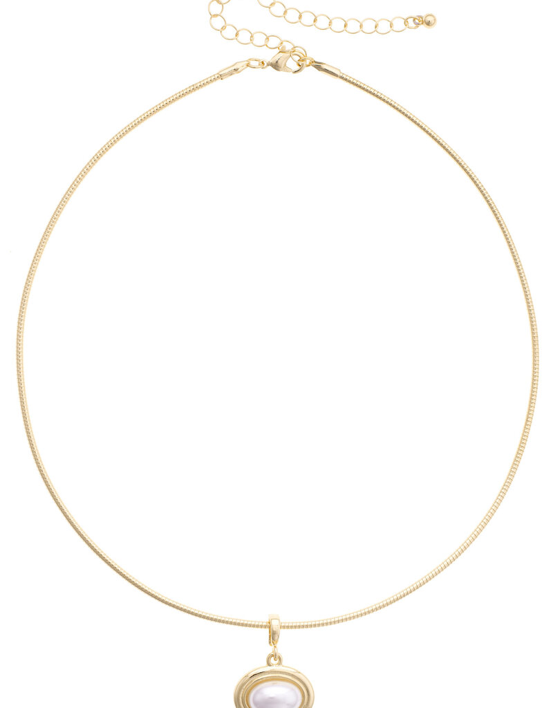 CANVAS PEARL CABACHON SKINNY COLLAR NECKLACE