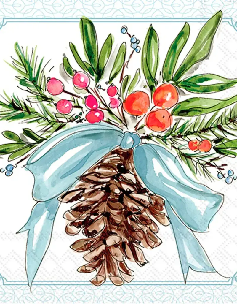 PINECONES AND RIBBONS COCKTAIL NAPKINS