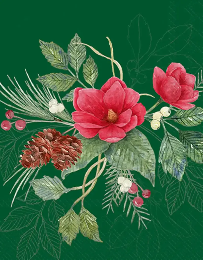 CHRISTMAS FLOWERS COCKTAIL NAPKINS