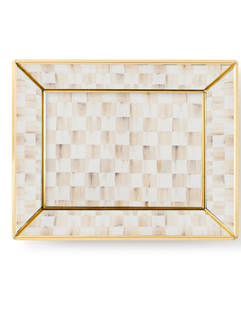 MacKenzie-Childs mocha check small glass tray