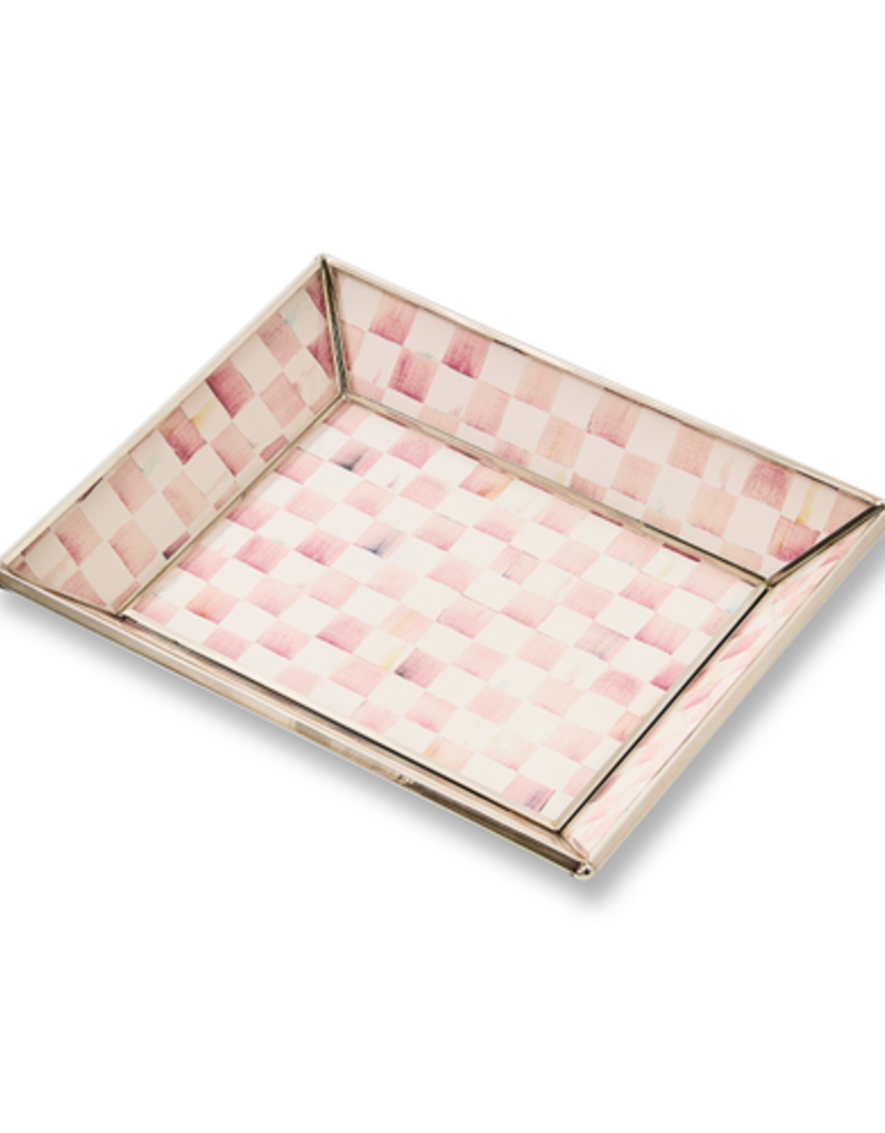 MacKenzie-Childs rosy check small glass tray