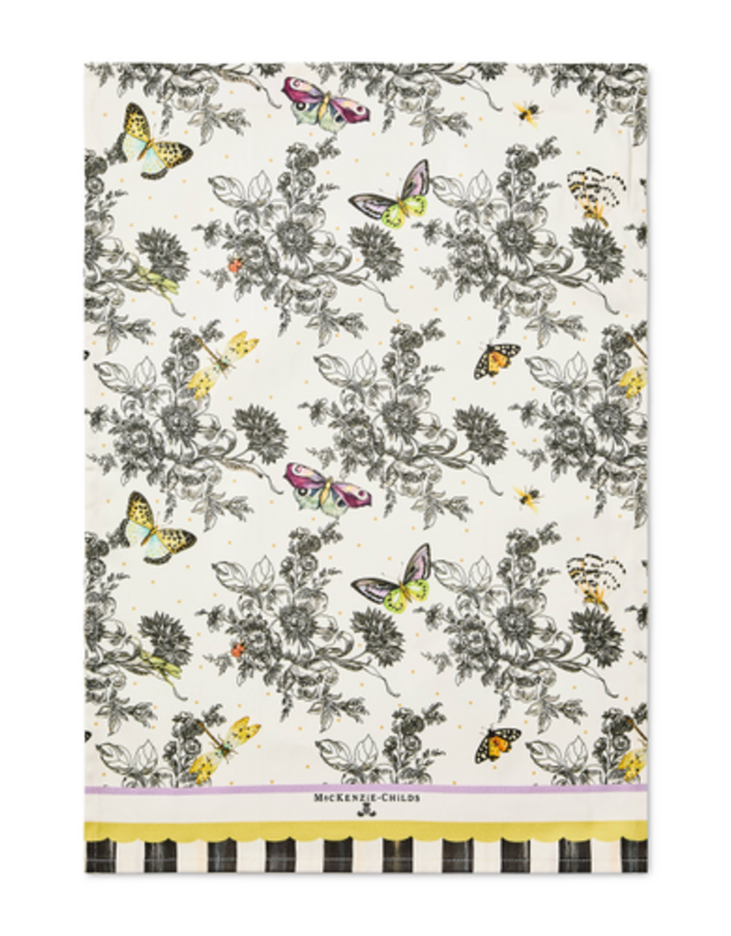 MacKenzie-Childs butterfly toile printed dish towel