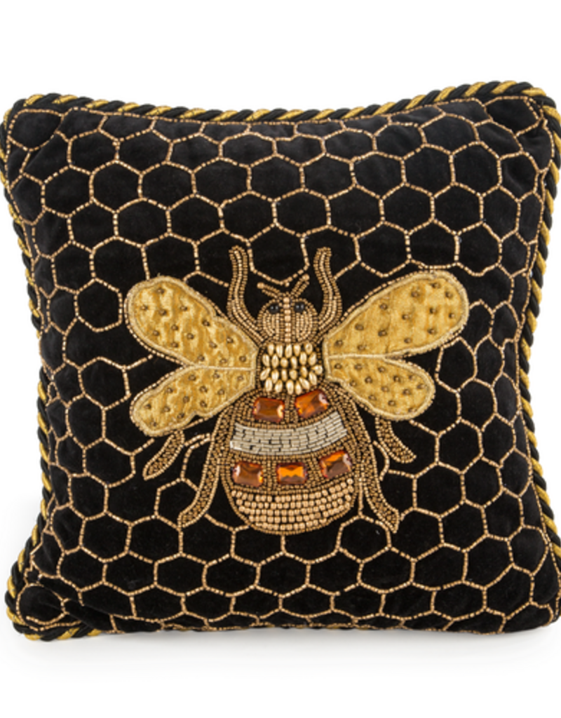 MacKenzie-Childs queen bee black throw pillow
