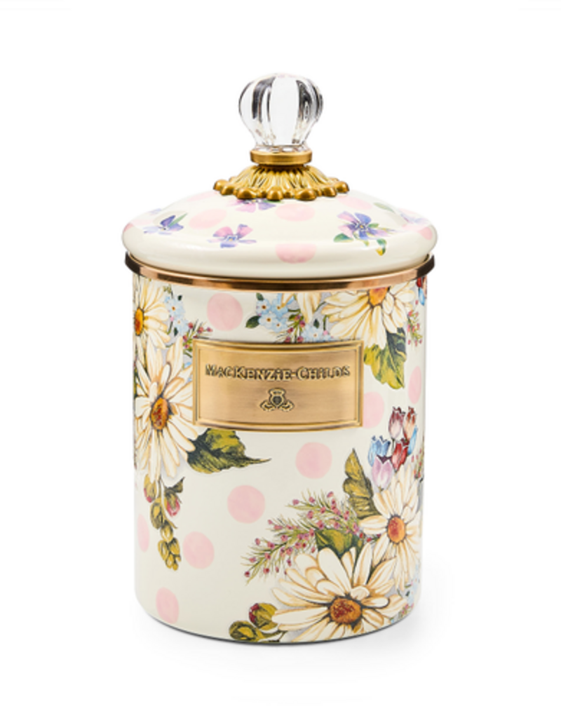 MacKenzie-Childs wildflowers pink medium canister