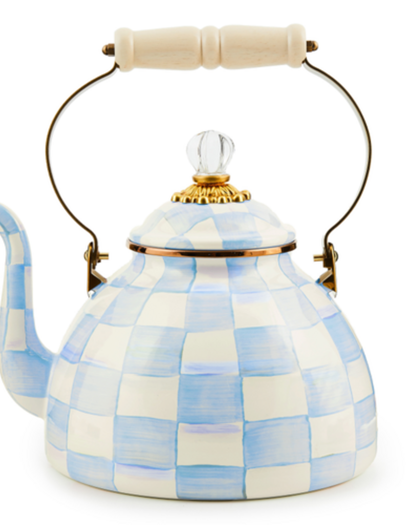 MacKenzie-Childs sky check 3 quart tea kettle