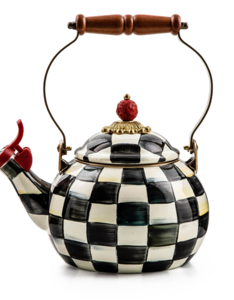 MacKenzie-Childs courtly check whistling tea kettle