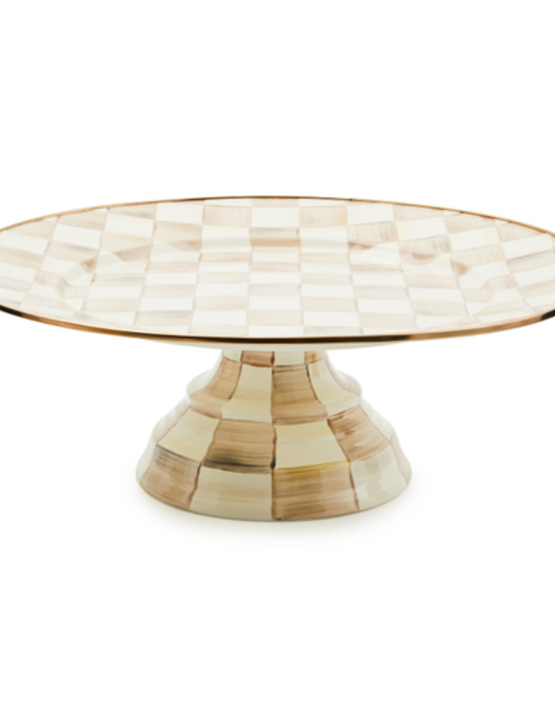 MacKenzie-Childs mocha check large pedestal platter