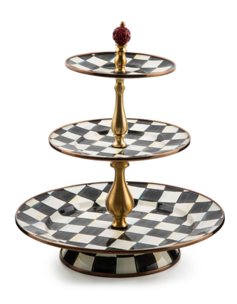 MacKenzie-Childs courtly check three tier sweet stand