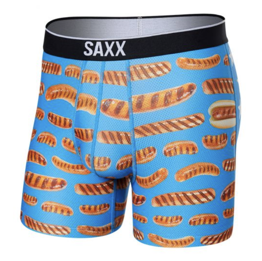 SAXX VOLT BREATHABLE MESH BOXER BRIEF ALL AMERICAN WIENERS-BLUE XXL