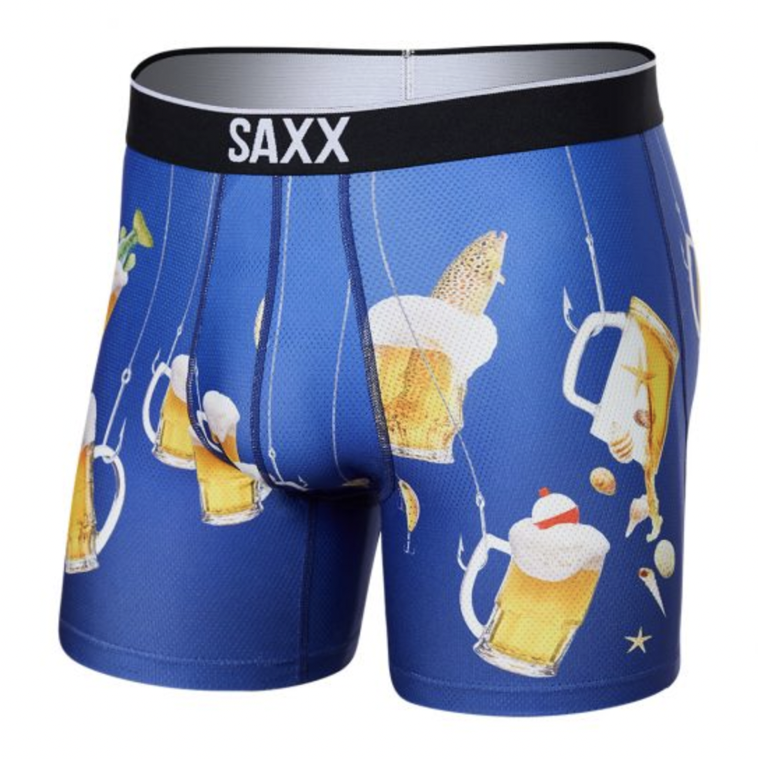 SAXX VOLT BREATHABLE MESH BOXER BRIEF FRESH CATCH-NAVY L