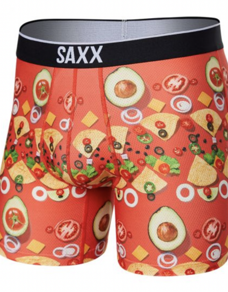 SAXX VOLT BREATHABLE MESH BOXER BRIEF DECONSTRUCTED NACHOS-RED XXL