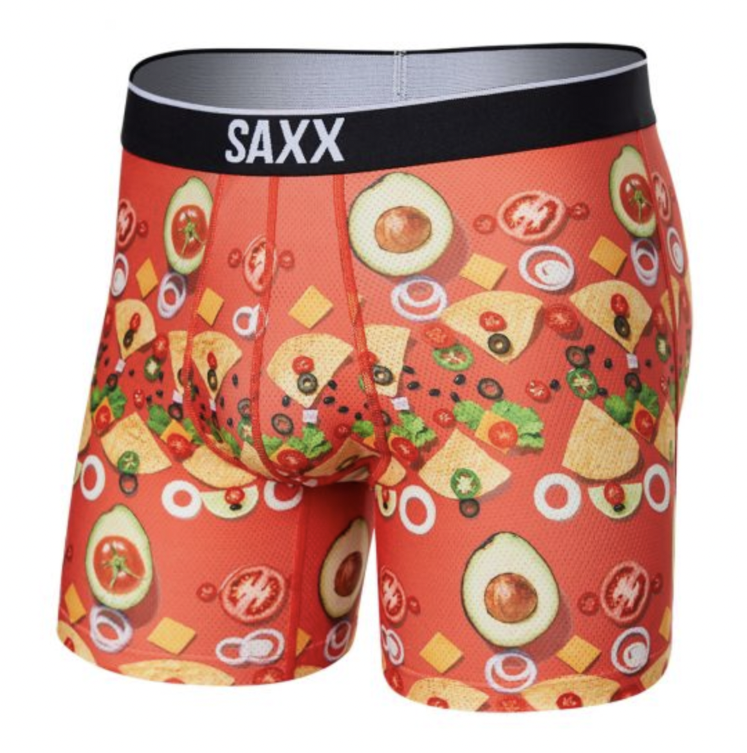 SAXX VOLT BREATHABLE MESH BOXER BRIEF DECONSTRUCTED NACHOS-RED XXL
