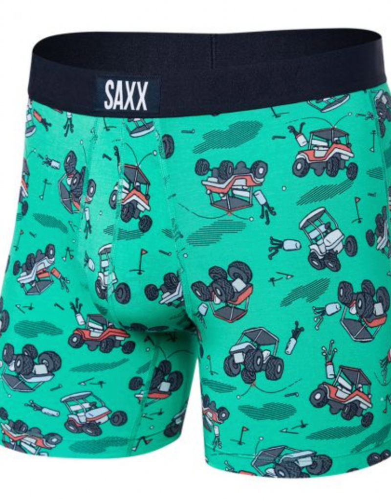 SAXX VIBE SUPER SOFT BOXER BRIEF OFF COURSE CARTS-GREEN XXL