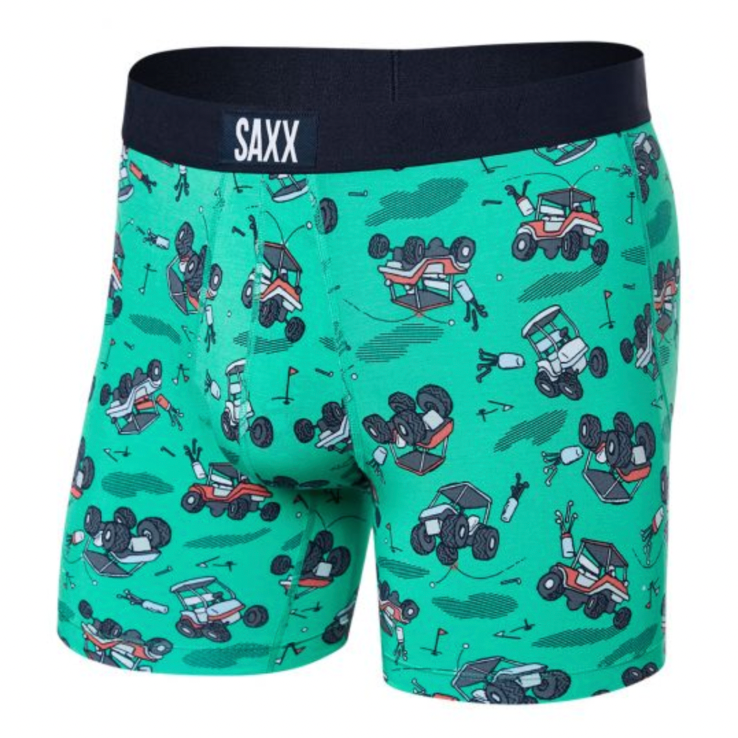 SAXX VIBE SUPER SOFT BOXER BRIEF OFF COURSE CARTS-GREEN XXL
