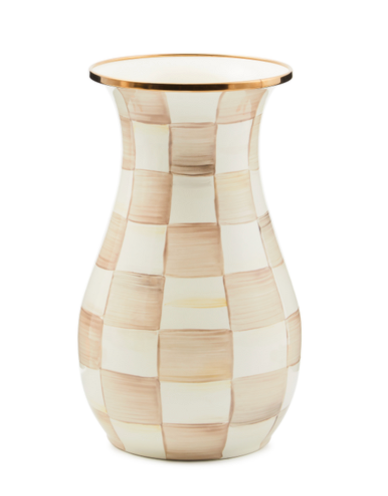 MacKenzie-Childs TALL VASE-MOCHA CHECK