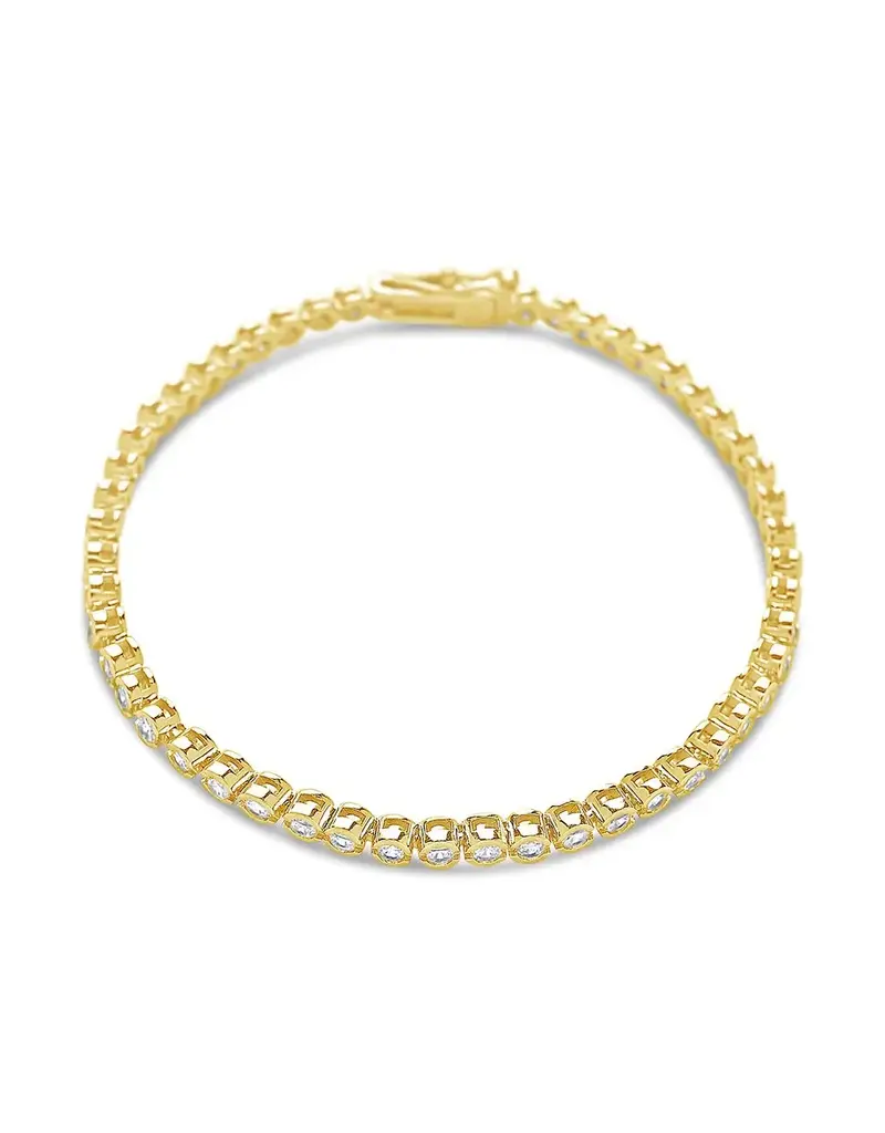 STERLING FOREVER HELENE CZ BEZEL TENNIS BRACELET (MED7")
