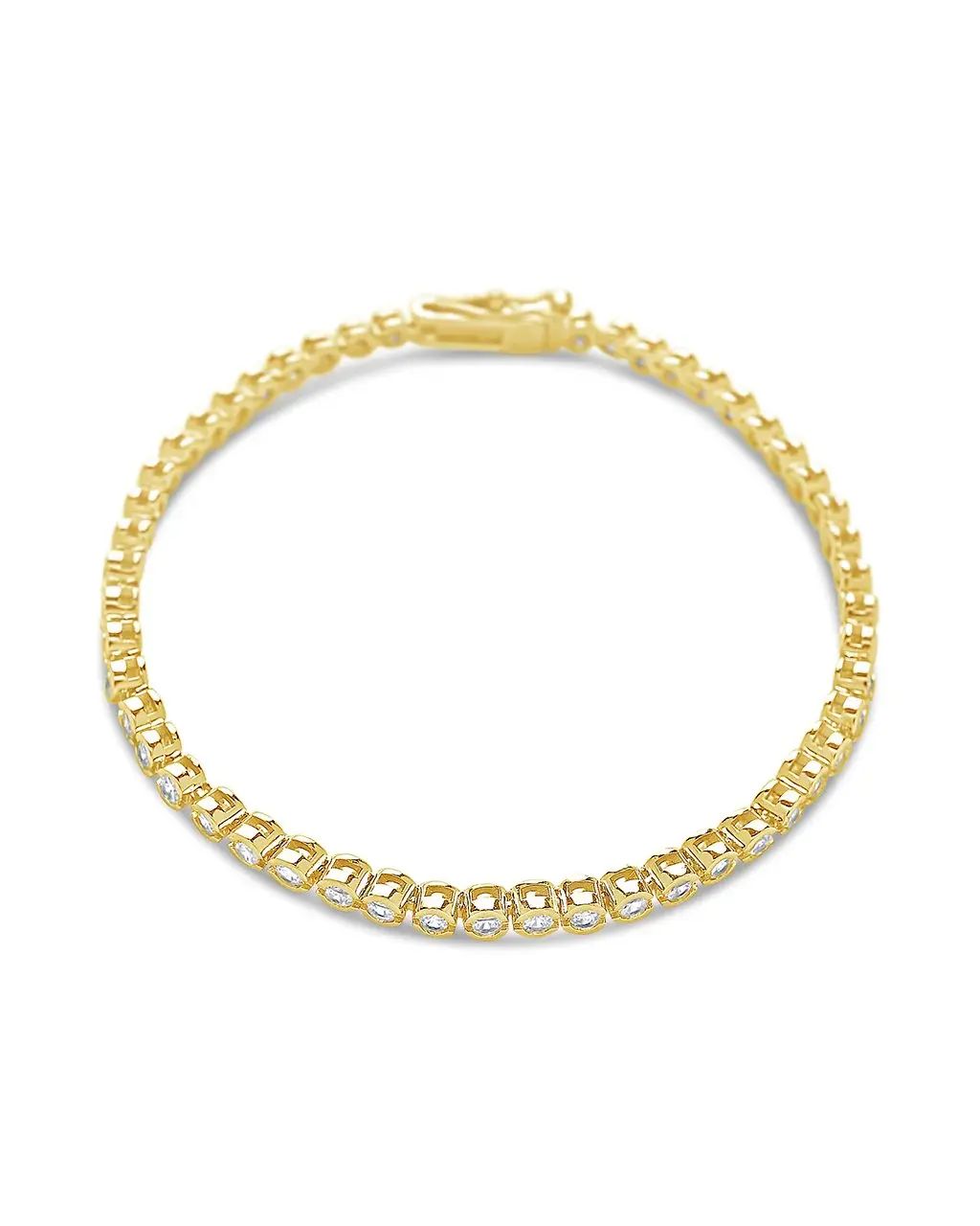 STERLING FOREVER HELENE CZ BEZEL TENNIS BRACELET (MED7")