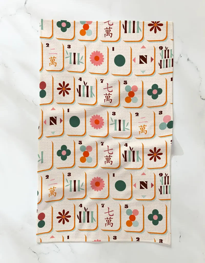 GEOMETRY TEA TOWELS-MAHJONG THEME