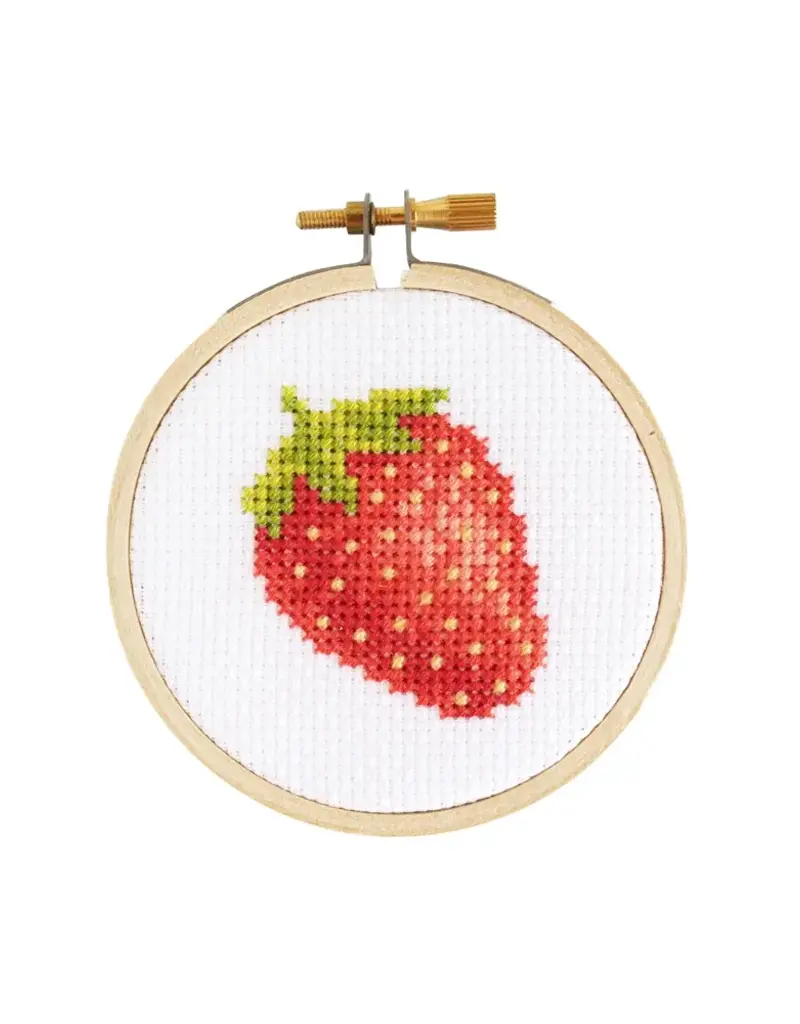 THE STRANDED STITCH STRAWBERRY MINI CROSS STITCH KIT